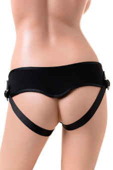 Женский страпон с вагинальной пробкой из неоскина - 18 см.