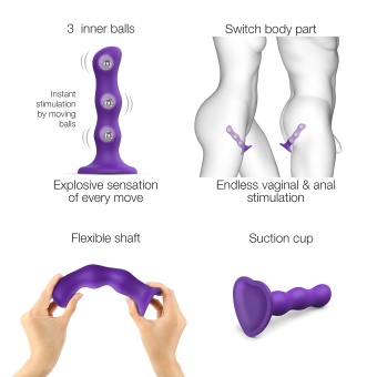 Фаллоимитатор с шариками Strap-On-Me Dildo Geisha Ball размер M фиолетовый