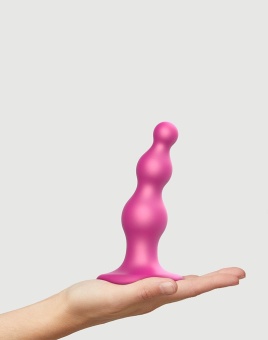Рельефный фаллоимитатор Strap-On-Me Dildo Plug Beads размер S 12,8 см розовый