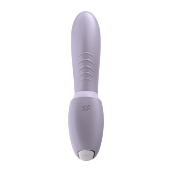 Сиреневый гибкий вибратор с вакуумным стимулятором и приложением Satisfyer Sunray