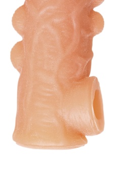 Телесная закрытая насадка с шишечками Cock Sleeve 008 Size M - 15,6 см