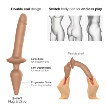 Двусторонний фаллоимитатор Strap-On-Me Switch Plug-In Realistic Dildo L телесный