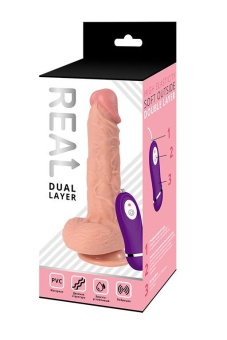 Реалистичный вибратор с двойной текстурой Real Dual Layer - 23 см