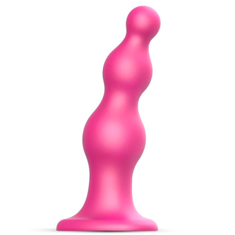 Рельефный фаллоимитатор Strap-On-Me Dildo Plug Beads размер S 12,8 см розовый