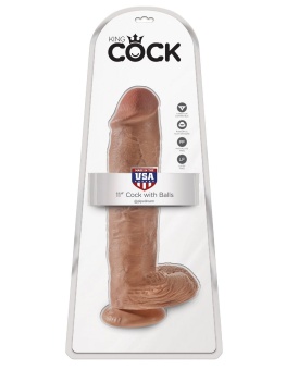 Фаллоимитатор на присоске с мошонкой King Cock with Balls 28 см мулат