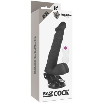 Черный вибратор на мощной присоске Basecock Realistic Vibrator Remote Control - 18,5 см.