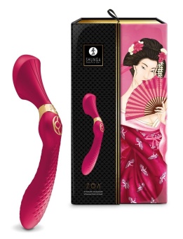 Двухсторонний вибратор Shunga ZOA малиновый - 26,5 см