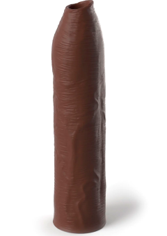 Коричневая насадка-удлинитель Uncut Silicone Penis Enhancer - 17,8 см.