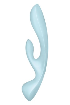 Двусторонний вибратор-кролик с 3 моторами Satisfyer Triple Oh голубой