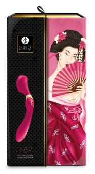 Двухсторонний вибратор Shunga ZOA малиновый - 26,5 см