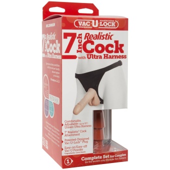 Страпон с реалистичным фаллоимитатором Vac-U-Lock Set Realistic Ultra Harness - 17,3 см