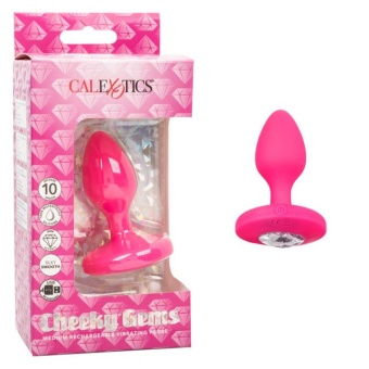 Анальная вибропробка с кристаллом Cheeky Gems Vibrating Probe Medium розовая