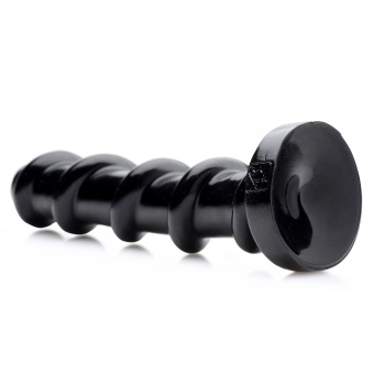 Черный стимулятор с винтовой конструкцией Mighty Screw - 24,1 см.
