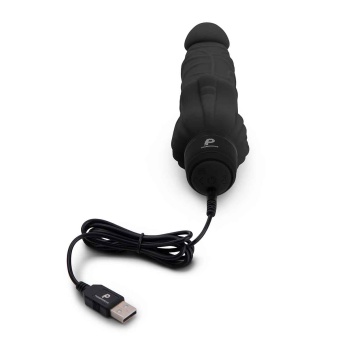 Реалистичный вибратор с клиторальным стимулятором PowerCocks чёрный