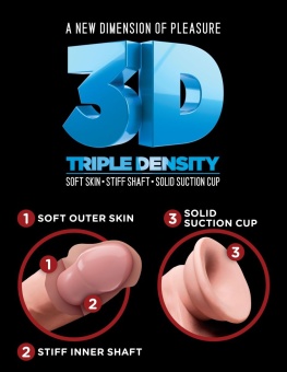Фаллоимитатор с мошонкой на присоске King Cock Triple Density 16,5 см телесный
