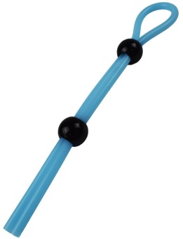Голубое эрекционное лассо с двумя утяжками - 20 см.