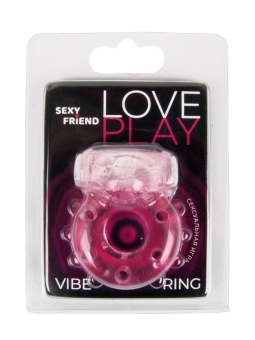 Розовое эрекционное виброкольцо с бабочкой