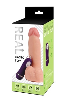Реалистичный вибратор с мошонкой и пультом Real Basic Toy - 20 см