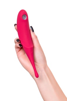 Двухсторонний вакуумный вибростимулятор Satisfyer Twirling Pro малиновый