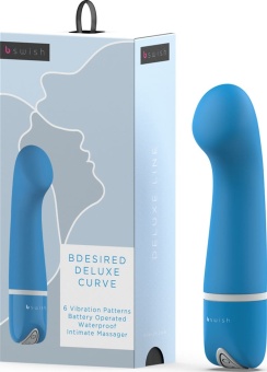 Голубой вибратор с изгибом Bdesired Deluxe Curve  - 15,2 см