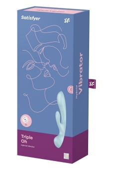 Двусторонний вибратор-кролик с 3 моторами Satisfyer Triple Oh голубой