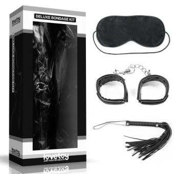 БДСМ-набор Deluxe Bondage Kit для игр: маска, наручники, плётка