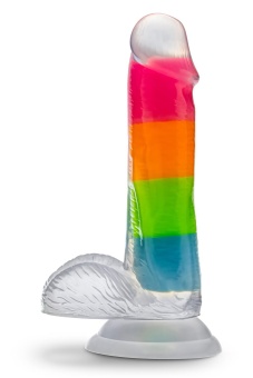 Яркий люминесцентный фаллоимитатор Rainbow Rave - 16,5 см.