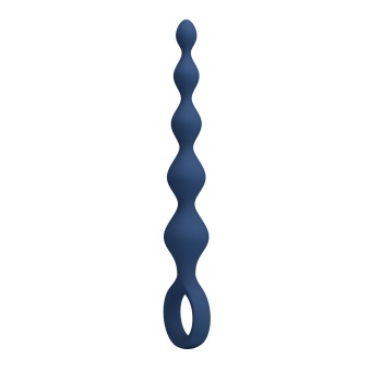 Синяя анальная ёлочка с кольцом 5 Beads Anal Bead - 20,4 см.