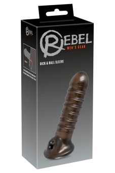 Рельефная насадка с ребрышками на пенис Rebel Dick Ball Sleeve