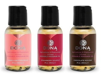 Набор из 3 вкусовых массажных масел Dona Kissable Oil