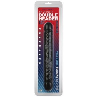Двухсторонний фаллоимитатор Jr. Veined Double Header Bender чёрный - 30 см