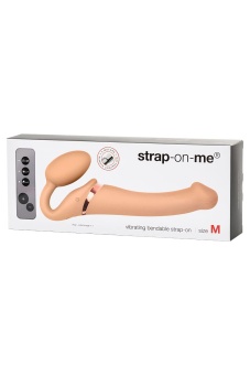 Безремневой страпон с вибрацией и пультом управления Strap-on-me M телесный