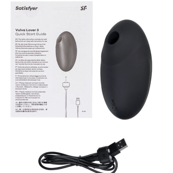 Вакуумный стимулятор с вибрацией Satisfyer Vulva Lover 3 чёрный