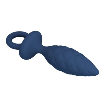Синяя анальная пробка с кольцом Butt Plug with Loop L - 15,7 см.