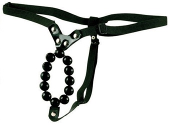 Трусики с бусинками Lover's Thong With Stroker Beads чёрные