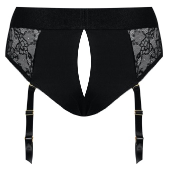 Кружевные трусики для страпона с подвязками Strap-On-Me Harness Lingerie Diva черные