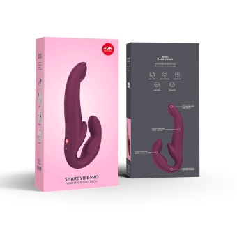 Бордовый безремневой страпон Fun Factory Share Vibe Pro