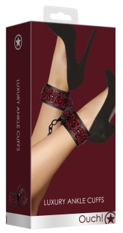 Оковы с чёрно-красным узором Ouch! Luxury Ankle Cuffs
