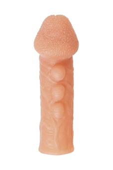 Телесная закрытая насадка с шишечками Cock Sleeve 008 Size M - 15,6 см