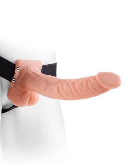Фаллопротез с мошонкой Hollow Strap-On with Balls Flesh телесный  24 см