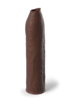 Коричневая насадка-удлинитель Uncut Silicone Penis Enhancer - 17,8 см.
