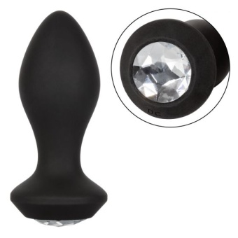 Анальная пробка с кристаллом и вибрацией Power Gem Vibrating Crystal Probe черная