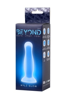 Светящаяся в темноте анальная пробка Beyond Kyle Glow голубая - 10 см