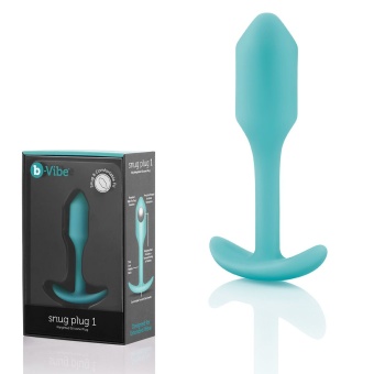 Утяжелённая анальная пробка для ношения b-Vibe Snug Plug 1 мини голубая