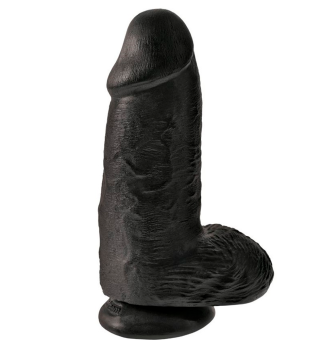 Толстый фаллоимитатор с мошонкой на присоске Pipedream King Cock Chubby черный