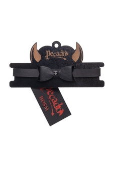 Кожаный чокер с бабочкой Pecado BDSM черный