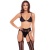 Эротический комплект 3 Piece Sheer Striped Bra Thong   Garter Belt Set