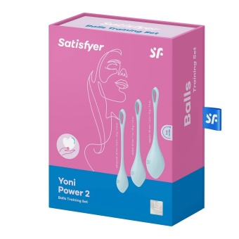 Набор из 3 голубых вагинальных шариков Satisfyer Yoni Power 2