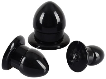 Набор из 3 чёрных анальных пробок Plug Kit