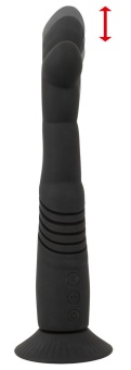 Черный вибратор с поступательными движениями G and P-Spot Thrusting Vibrator - 23 см.